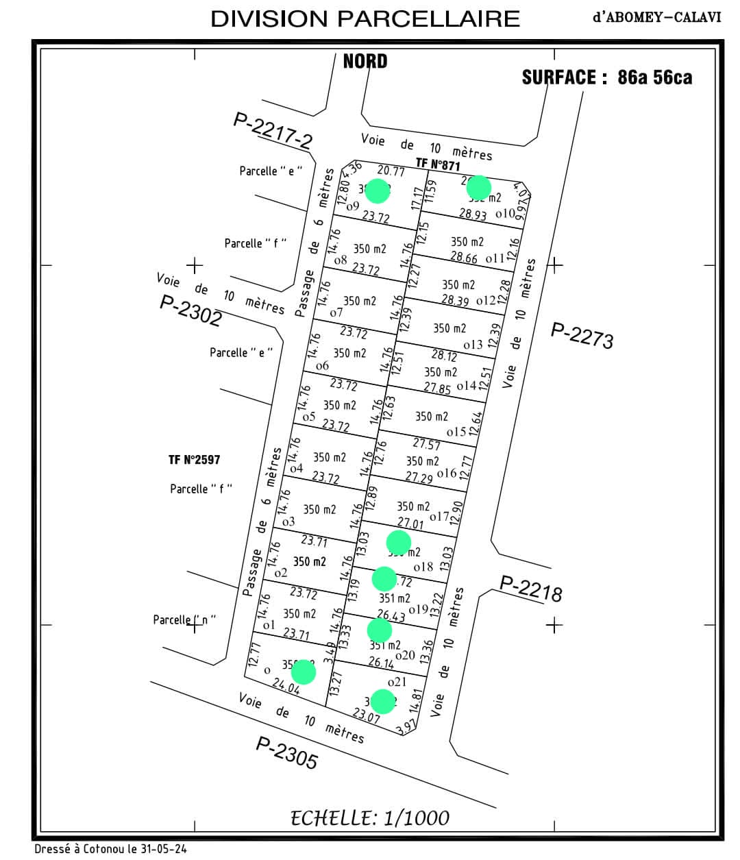 Des parcelles avec le Titre foncier global à vendre à Calavi Houèto