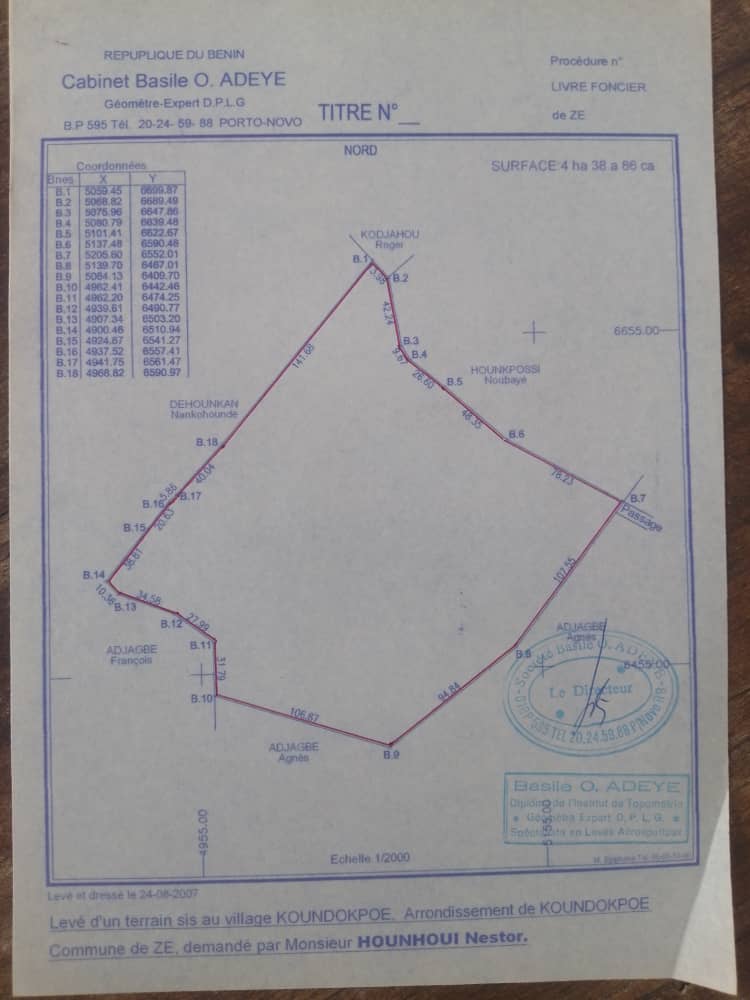 ATLANTIQUE- Zè  3 hectares disponible avec ADC