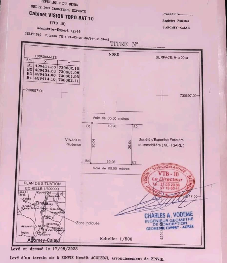 ZINVIE Levé topographique 40m²