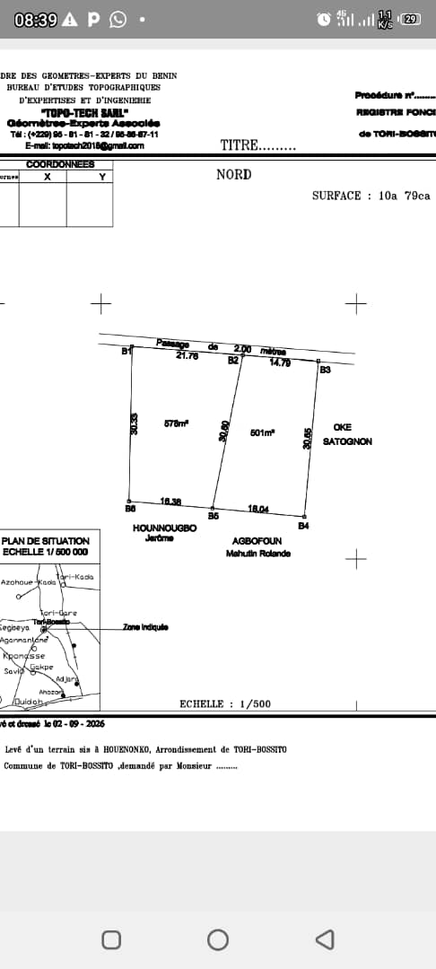 TORI WEKONKO PARCELLE 500m²