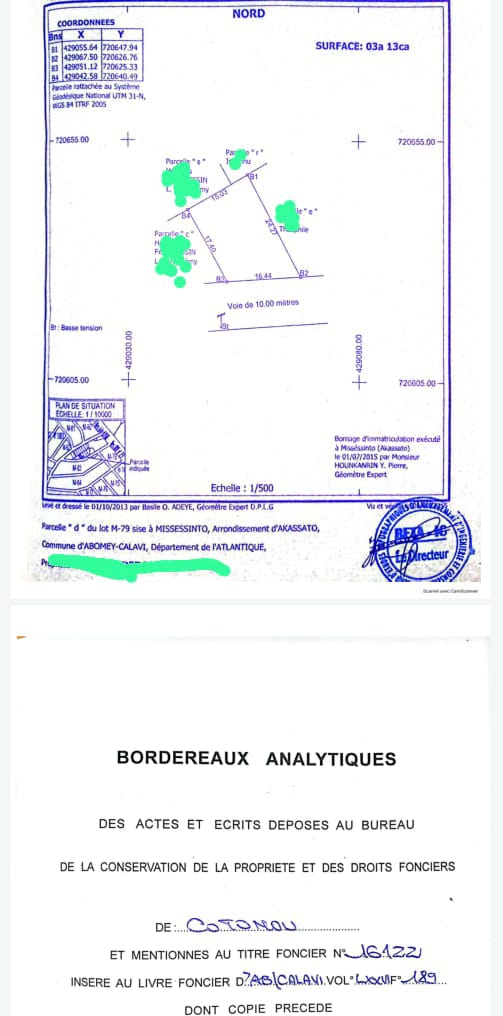 PARCELLE A VENDRE A AKASSATO 313M²